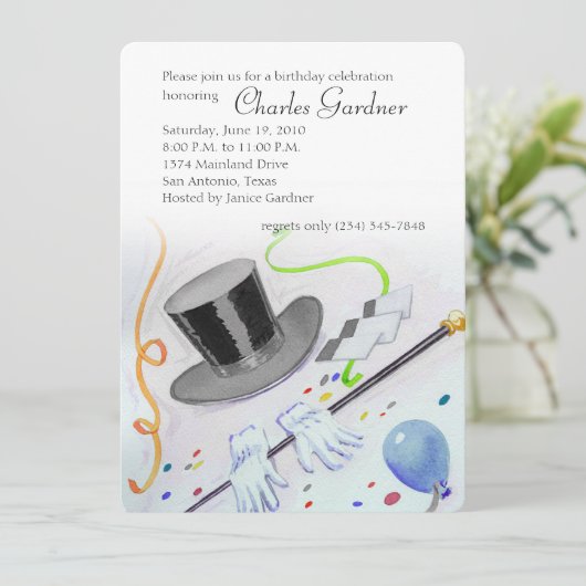 Bovenste hatriet en handschoenen van Birthday Kaart (Staand voorkant)