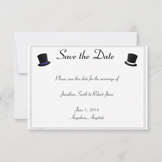 Bovenste hats Bow Stropdassen Blue Gay Weddenschap Save The Date (Voorkant)