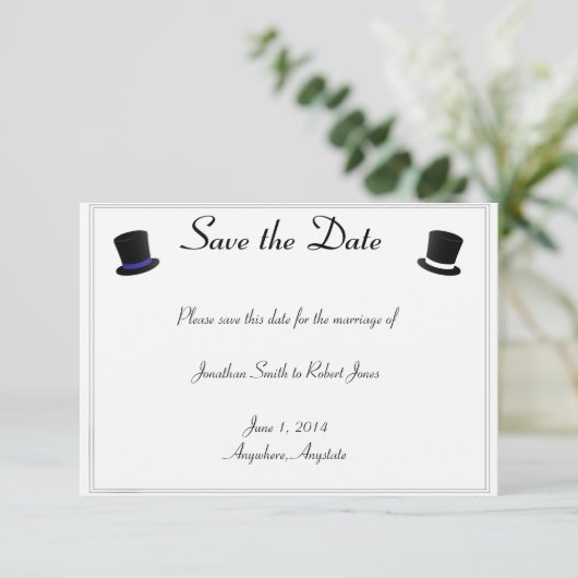 Bovenste hats Bow Stropdassen Blue Gay Weddenschap Save The Date (Staand voorkant)