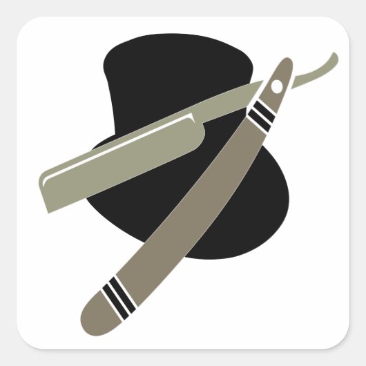 Bovenste hoed en scheerkleed vierkante sticker (Voorkant)