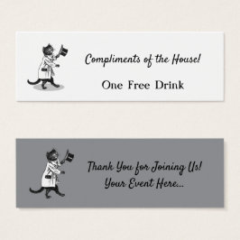 Bovenste Hoed Kat Bewerkbaar Gratis Drink Ticket V Mini Visitekaartjes