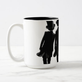 Bovenste hoedenmakers tweekleurige koffiemok