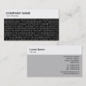 Bovenste paneel - Willekeurige nummers - Wit op zw Visitekaartje (Voorkant / Achterkant)