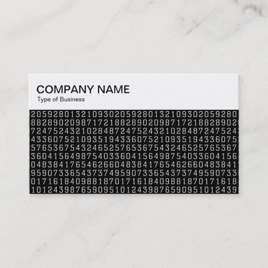 Bovenste paneel - Willekeurige nummers - Wit op zw Visitekaartje (Voorkant)