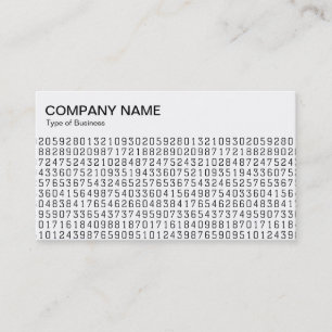 Bovenste paneel - Willekeurige nummers - Zwart op  Visitekaartje