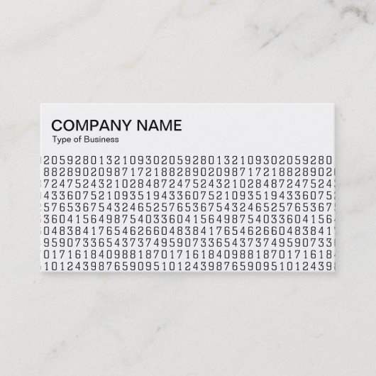 Bovenste paneel - Willekeurige nummers - Zwart op  Visitekaartje (Voorkant)