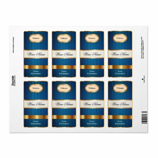 Bovenste plank Blauw Wijn Label (Full Sheet)