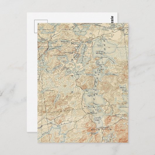 Bovenste Saranac Lake Detail van Old Topographic M Briefkaart (Voorkant / Achterkant)