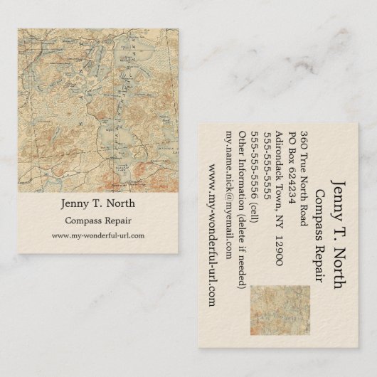 Bovenste Saranac Lake Detail van Old Topographic M Visitekaartje (Voorkant / Achterkant)