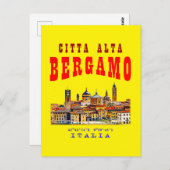 Bovenste stad (Citta Alta) in Bergamo. Italië. Briefkaart (Voorkant / Achterkant)