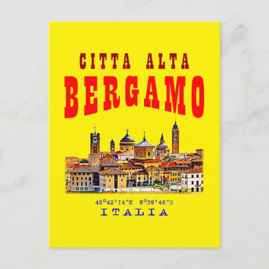 Bovenste stad (Citta Alta) in Bergamo. Italië. Briefkaart (Voorkant)