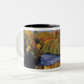 Bovenste Tahquamenon-Herfsten in UP Michigan in he Tweekleurige Koffiemok (Voorkant links)