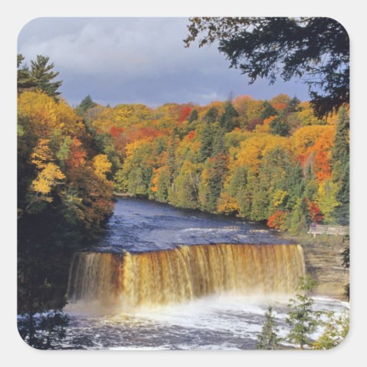 Bovenste Tahquamenon-Herfsten in UP Michigan in he Vierkante Sticker (Voorkant)