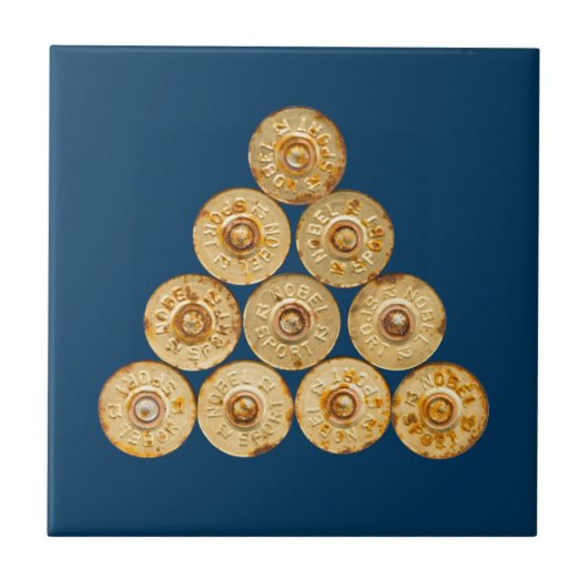 Bovenste uitzicht van de jachtcartridges tegeltje (Voorkant)