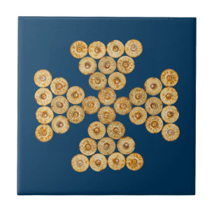 Bovenste uitzicht van de jachtcartridges tegeltje