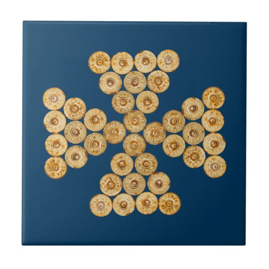 Bovenste uitzicht van de jachtcartridges tegeltje (Voorkant)