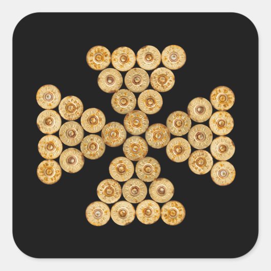 Bovenste uitzicht van de jachtcartridges vierkante sticker (Voorkant)