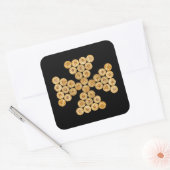 Bovenste uitzicht van de jachtcartridges vierkante sticker (Envelop)