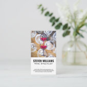 Bovenste Uitzicht van wijnglas | Rood wijnflesje Visitekaartje (Staand voorkant)