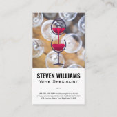 Bovenste Uitzicht van wijnglas | Rood wijnflesje Visitekaartje (Voorkant)