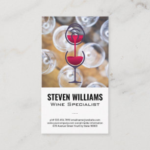 Bovenste Uitzicht van wijnglas Rood wijnflesje Visitekaartje