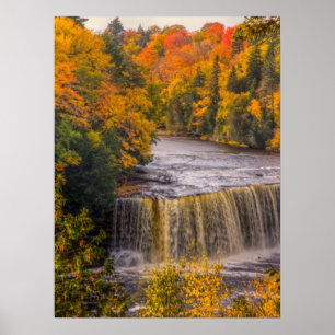 Bovenste waterval met herfstkleuren poster