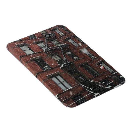Bovenste westkant Brownstone Fire Escape NYC Snow Magneet (Rechterzijde)