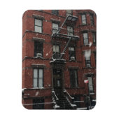 Bovenste westkant Brownstone Fire Escape NYC Snow Magneet (Verticaal)
