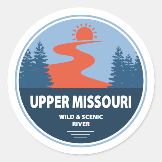 Bovenste wilde Missouri en Schilderachtig rivier Ronde Sticker (Voorkant)