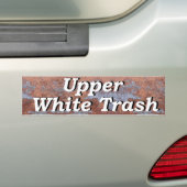 Bovenste witte vuilnis op een robuuste strook van  bumpersticker (Op auto)