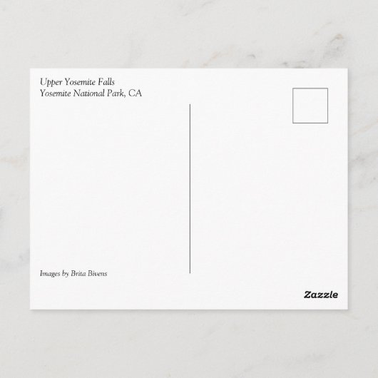 Bovenste Yosemite-Herfsten, Yosemite National Park Briefkaart (Achterkant)