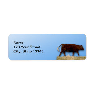 Bovine and Blue Sky: Kabeljauw op blauw retouradre Etiket