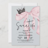 Bow 16th Birthday ⎮Modern Pink Sweet 16 Kaart (Voorkant)
