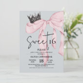 Bow 16th Birthday ⎮Modern Pink Sweet 16 Kaart (Staand voorkant)