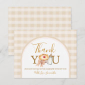 Bow A Little Cutie Pie Pastel Gingham Baby shower Bedankkaart (Voorkant / Achterkant)