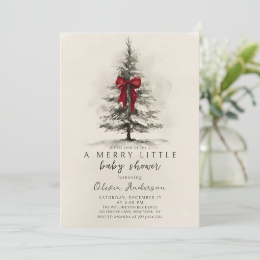 Bow A Merry Little Christmas Baby Shower Kaart (Staand voorkant)