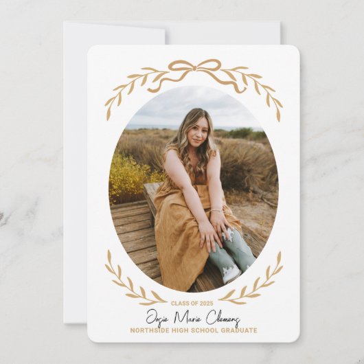 Bow and Branches Afstuderen Fotouitnodiging Kaart (Voorkant)