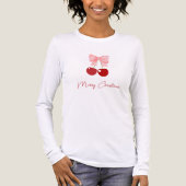Bow and Cherries, aangepaste begroeting Lange Mouw Tri-Blend Shirt (Voorkant volledig)