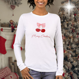 Bow and Cherries, aangepaste begroeting Lange Mouw Tri-Blend Shirt