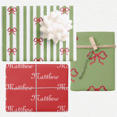 Bow And Stripes Christmas Inpakpapier Vel