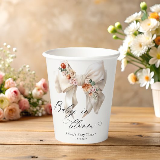 Bow Baby in Bloom Baby shower Papieren Bekers