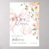Bow Baby in Bloom Baby shower Welcome Sign Poster (Voorkant)