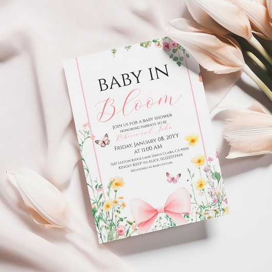  Bow Baby in Bloom Butterfly Baby shower Kaart