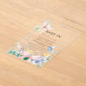 Bow Baby in Bloom Wildflower Baby shower Acryl Uitnodigingen (Laagn)