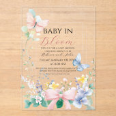 Bow Baby in Bloom Wildflower Baby shower Acryl Uitnodigingen (Voorkant)
