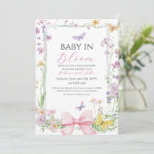  Bow Baby in Bloom Wildflower Baby shower Kaart (Staand voorkant)