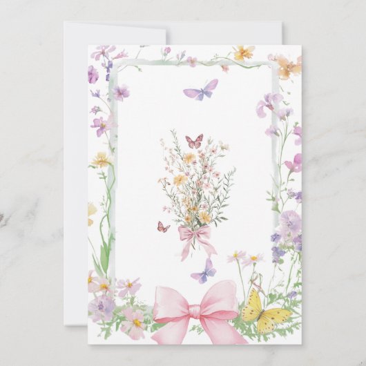  Bow Baby in Bloom Wildflower Baby shower Kaart (Achterkant)