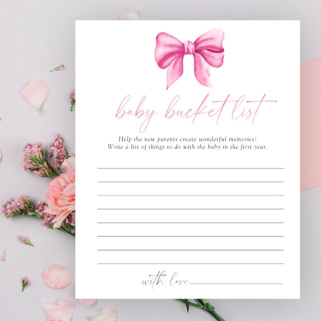 Bow baby shower - Baby bucket list spel (Creator heeft geüpload)