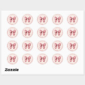 Bow Baby Shower Blush Pink & Red It's a Girl Ronde Sticker (Vel)