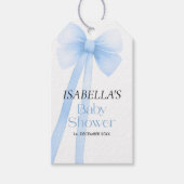Bow Baby shower cadeau label, Blauw Dank u Cadeaulabel (Voorkant)